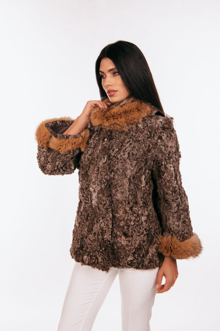 BEIGE SHORT ASTRAKHAN AND FOX FUR JACKET - Image 6