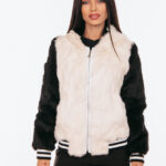 Γούνινο μπουφάν μαύρο-λευκό από Rex κουνέλι