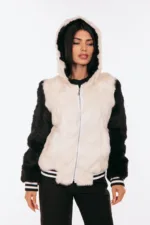 BLACK AND WHITE REX RABBIT FUR JACKET - Image 3