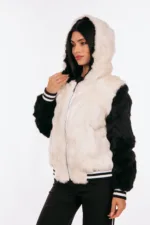 BLACK AND WHITE REX RABBIT FUR JACKET - Image 4