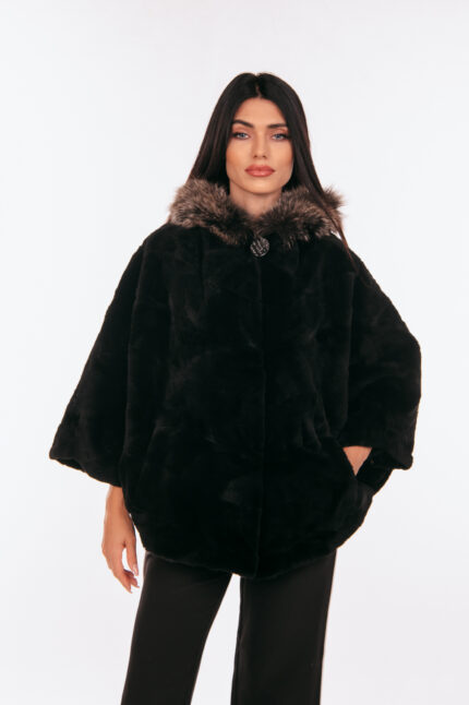 BLACK BEAVER AND FOX FUR CAPE