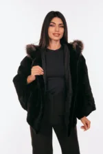 Κάπα από μαύρη γούνα κάστορα και αλεπούς - Image 7