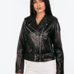 BLACK BIKER LEATHER JACKET