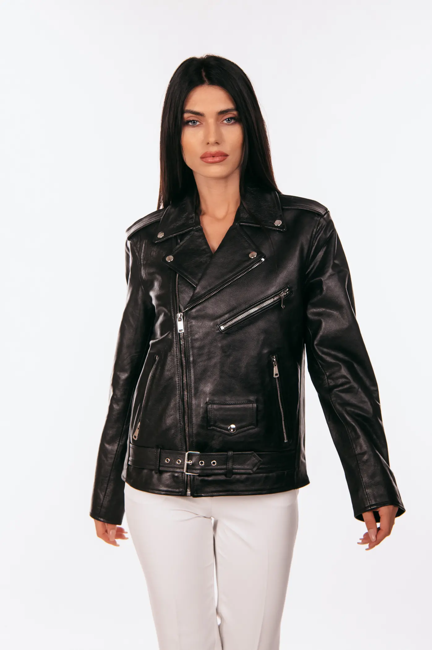 BLACK OVERSIZED LEATHER JACKET - Image 8