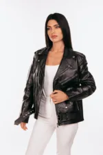 BLACK OVERSIZED LEATHER JACKET - Image 5