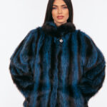 BLUE AND BLACK FOX FUR JACKET