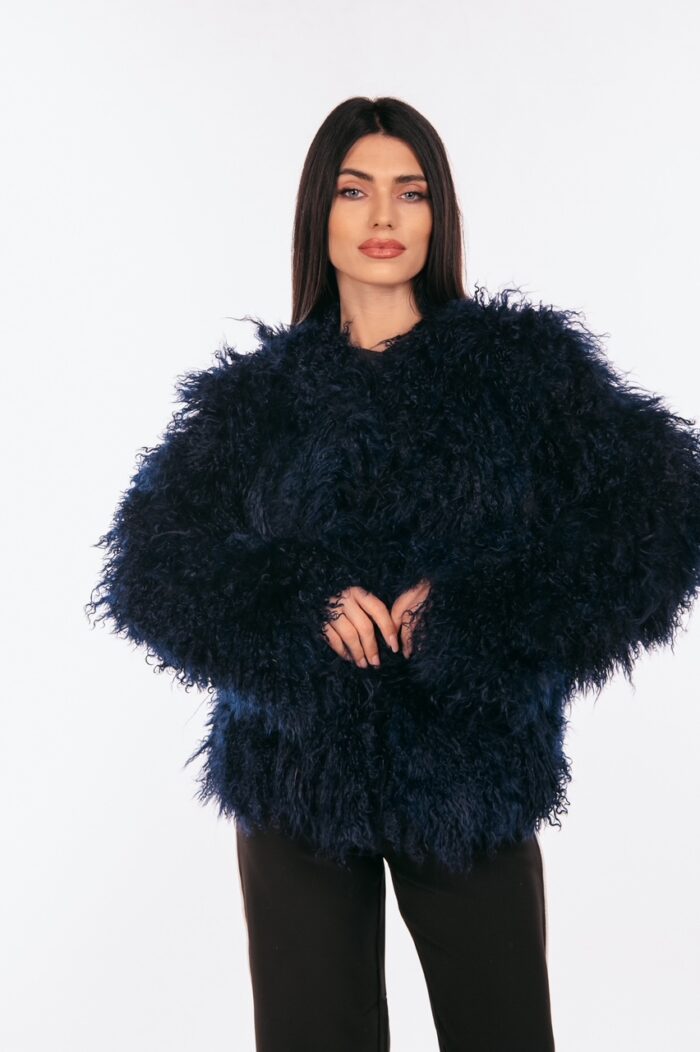 BLUE MONGOLIAN FUR JACKET - Image 5