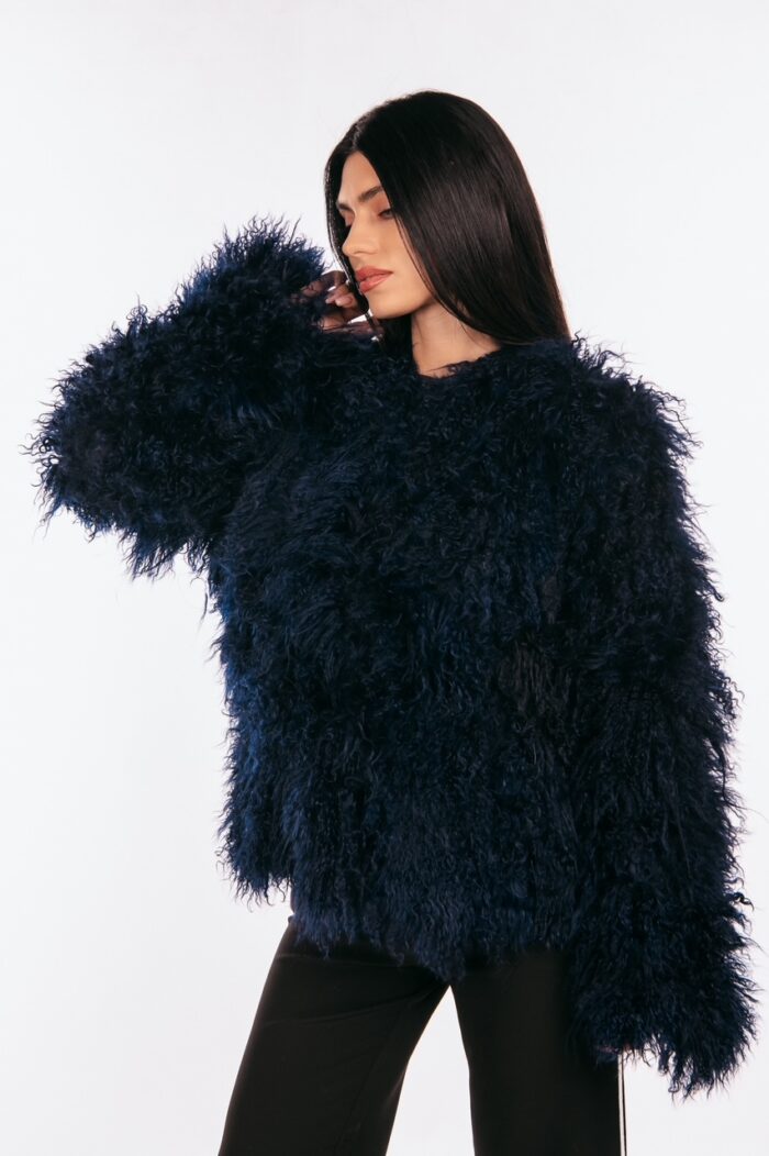 BLUE MONGOLIAN FUR JACKET - Image 4