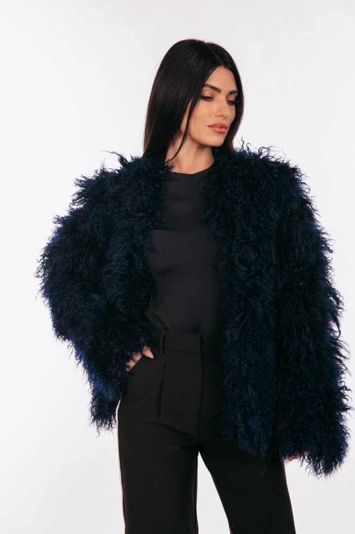 BLUE MONGOLIAN FUR JACKET - Image 2