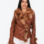 CINNAMON LEATHER AND FOX JACKET