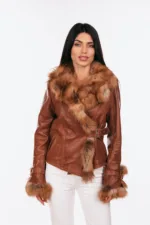 CINNAMON LEATHER AND FOX JACKET