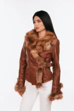 CINNAMON LEATHER AND FOX JACKET - Image 3