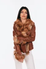 CINNAMON LEATHER AND FOX JACKET - Image 4
