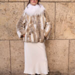 CREAM FOX FUR JACKET WITH COLLAR