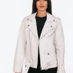 CREAM OVERSIZED LEATHER JACKET