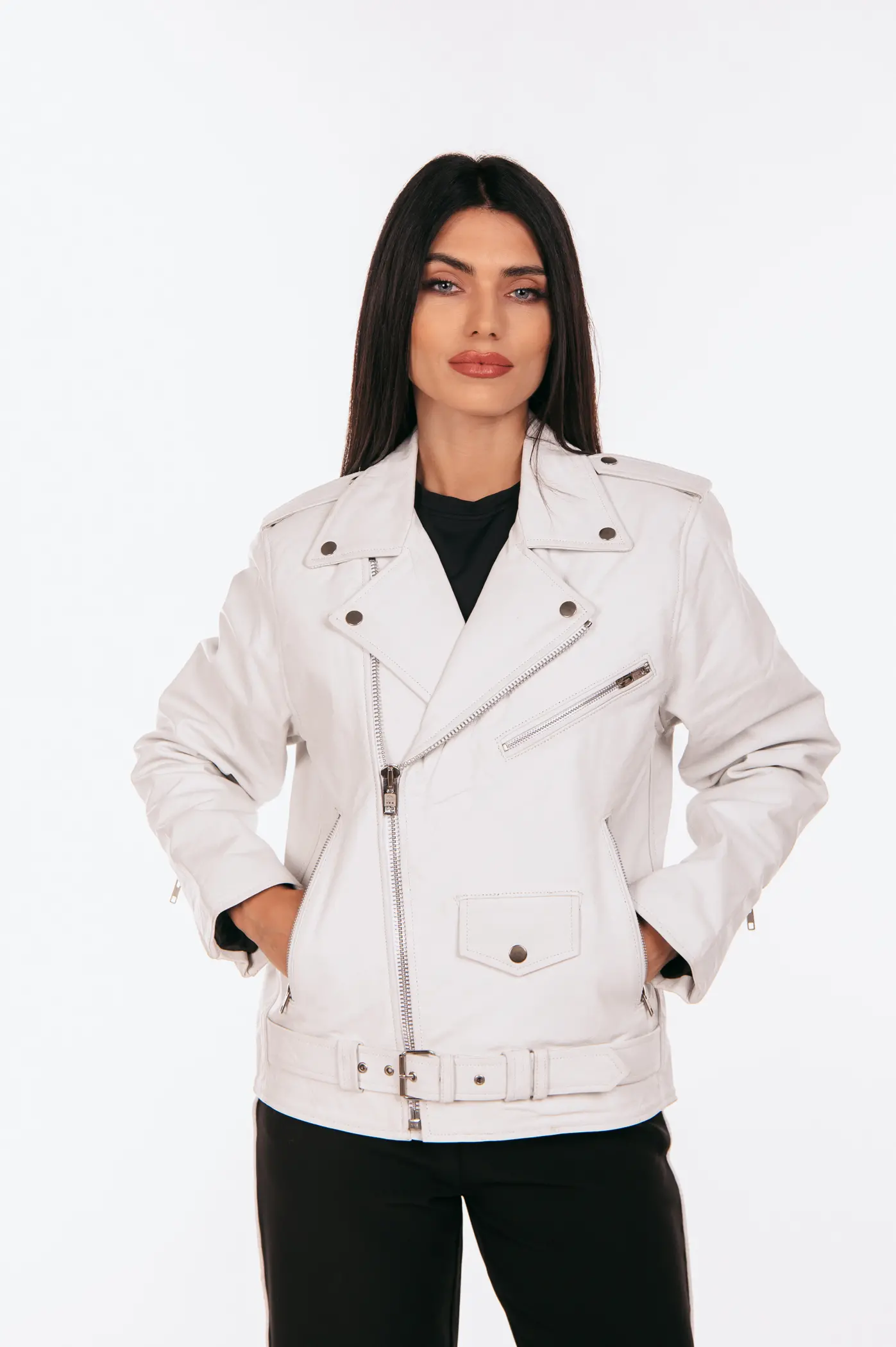 CREAM OVERSIZED LEATHER JACKET - Image 5
