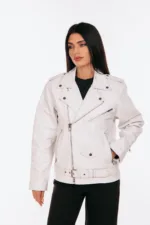 CREAM OVERSIZED LEATHER JACKET - Image 6