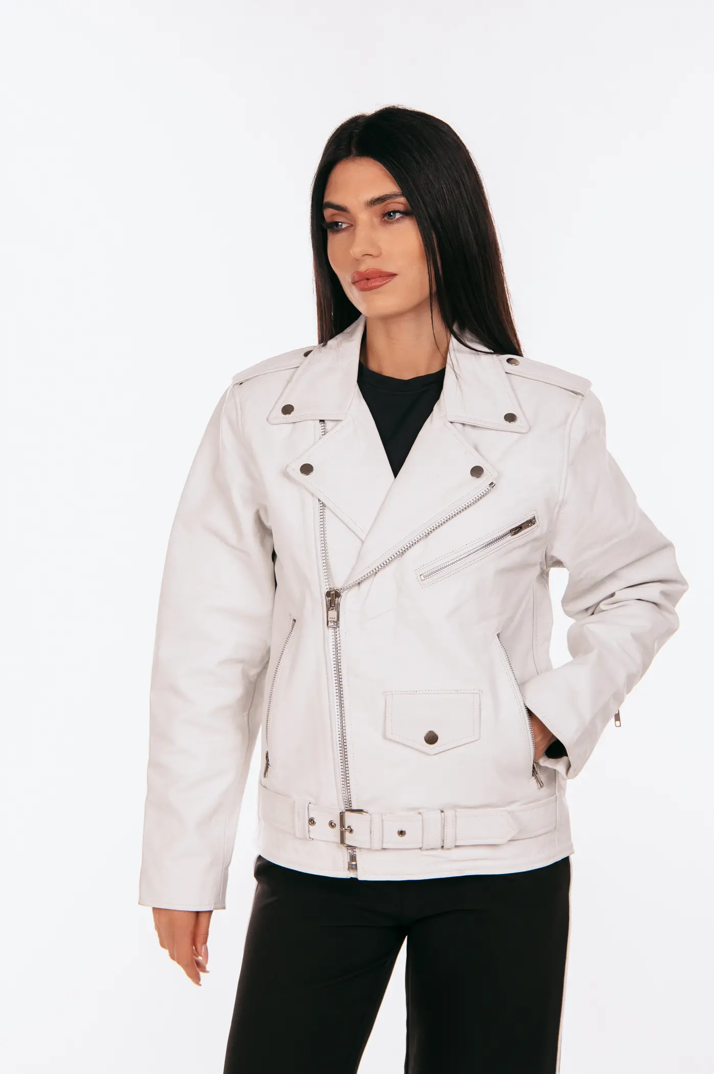 CREAM OVERSIZED LEATHER JACKET - Image 6