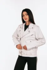 CREAM OVERSIZED LEATHER JACKET - Image 7