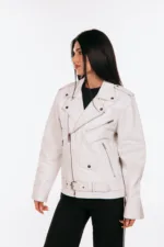 CREAM OVERSIZED LEATHER JACKET - Image 8