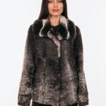GRAY SHORT ASTRAKHAN AND CHINCILLA FUR JACKET
