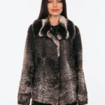 GRAY SHORT ASTRAKHAN AND CHINCILLA FUR JACKET