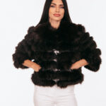 SHORT BROWN FOX FUR JACKET