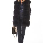 BLUE FLUFFY FOX FUR VEST