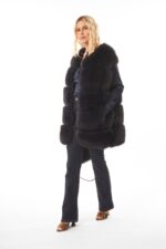 BLUE FLUFFY FOX FUR VEST