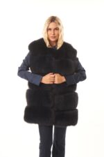 BLUE FLUFFY FOX FUR VEST