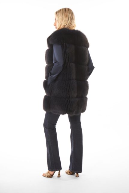 BLUE FLUFFY FOX FUR VEST