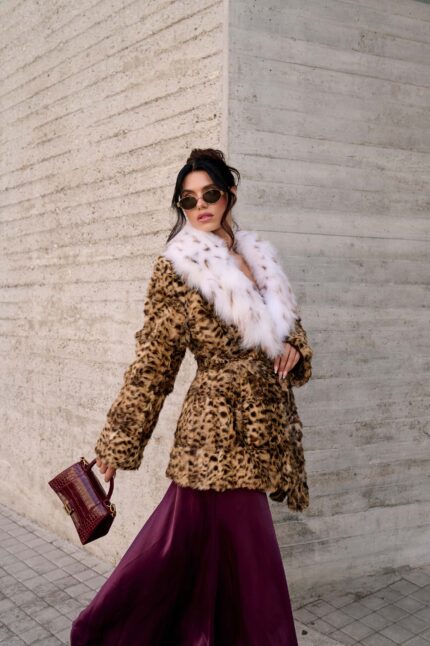 ANIMAL PRINT MINK AND LYNX FUR JACKET