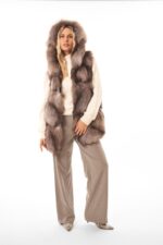 FOX FUR VEST WITH A HOOD