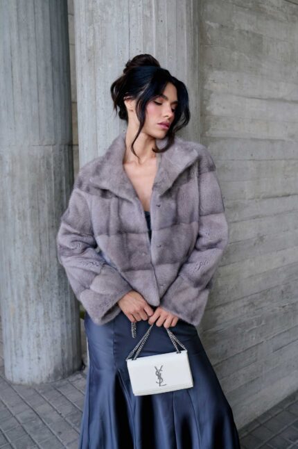 SHORT GREY MINK FUR JACKET