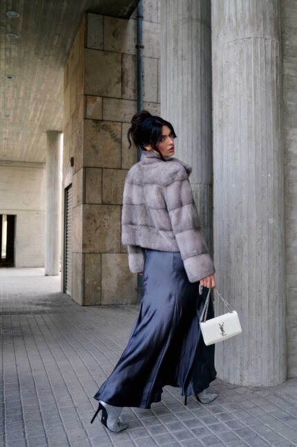 SHORT GREY MINK FUR JACKET