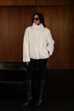 SHORT WHITE RABBIT FUR JACKET