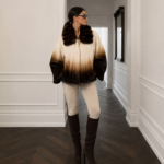 CREAM AND BROWN MINK AND CHINCHILLA FUR JACKET