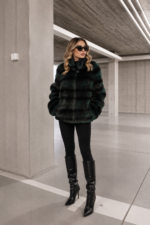 SHORT GREEN RABBIT FUR JACKET