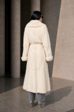 FULL LENGTH BELTED CREAM MINK FUR JACKET - Image 6