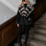 BLACK BELTED ASTRAKHAN AND CHINCILLA FUR JACKET