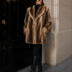 BROWN AND BEIGE MINK FUR JACKET