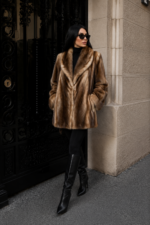 BROWN AND BEIGE MINK FUR JACKET