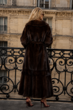 FULL LENGTH BELTED BROWN MINK FUR JACKET - Image 4