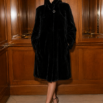 LONG BLACK RABBIT FUR JACKET