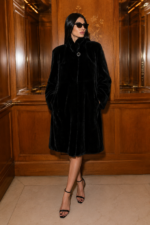 LONG BLACK RABBIT FUR JACKET