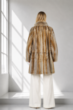 LONG BROWN AND GREY MINK FUR JACKET - Image 2