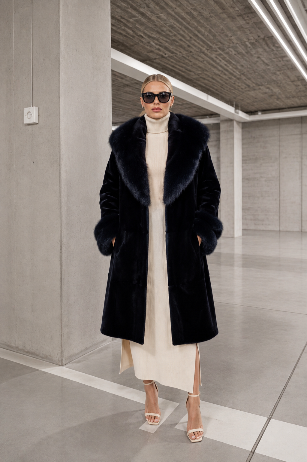 8CB1E94A-EC54-47C9-A5F5-FEE41241AF5C LONG BLUE MINK FUR JACKET - Image 1