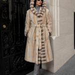 FULL LENGTH BEIGE MINK AND CHINCHILLA FUR JACKET