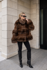SHORT BROWN MINK FUR JACKET