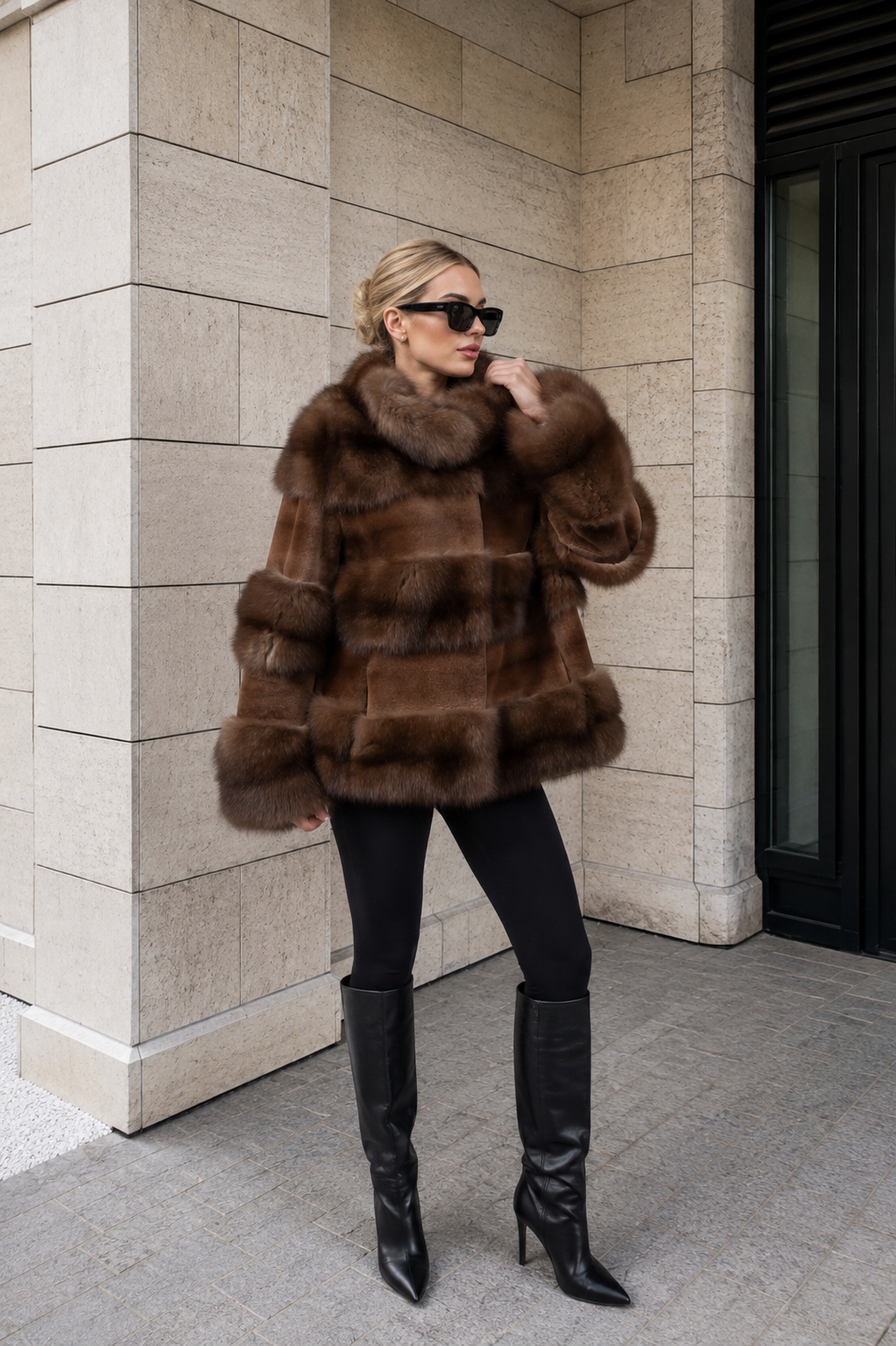 B13C2618-37B0-46BB-AC87-7B44EA311E67 SHORT BROWN MINK FUR JACKET - Image 1